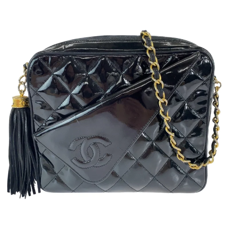 Chanel Vintage Patent Leather Fringe Shoulder Bag