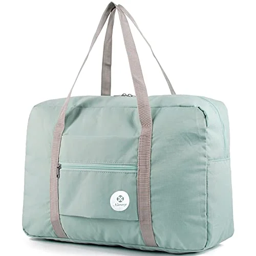 For Spirit Airlines Foldable Travel Duffel Bag Tote Carry on Luggage Sport Duffle Weekender Overnight for Women and Girls (1112 Mint Green)