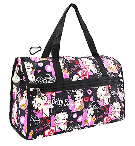 Betty Boop Large Duffel Bag, Durable Microfiber (black w/o Hook)