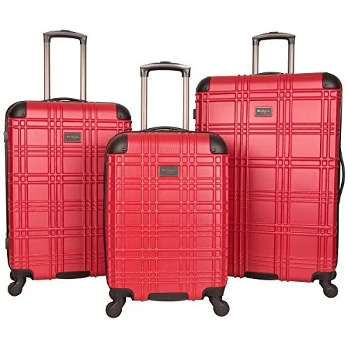 Ben Sherman Nottingham Hardside 4-Wheel 3-Piece Spinner Luggage Set; 20" Carry-on, 24", 28", Red