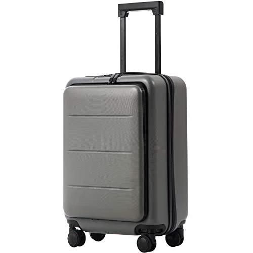 COOLIFE Luggage Suitcase Piece Set Carry On ABS+PC Spinner Trolley with Laptop pocket (Titanium gray, 20in(carry on))