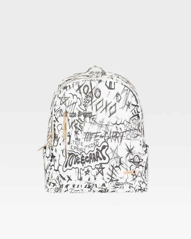 Graffiti Tombstone Backpack in White