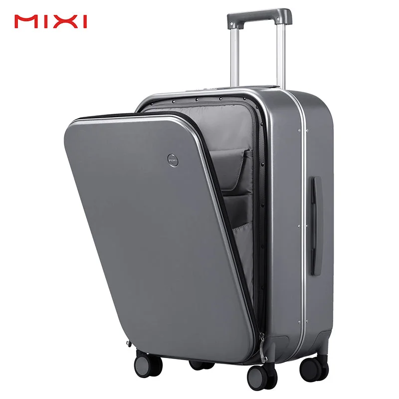 Mixi Patent Design Aluminum Frame Suitcase Carry On Rolling Luggage