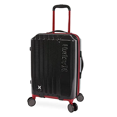 Hurley Swiper Hardside Spinner Carry On Luggage 21", Black/Red