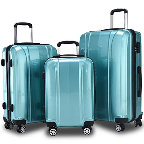 Durable 3 Piece Luggage Sets,BestComfort 8 Spinner Wheels Carry on Suitcase with Combination Lock