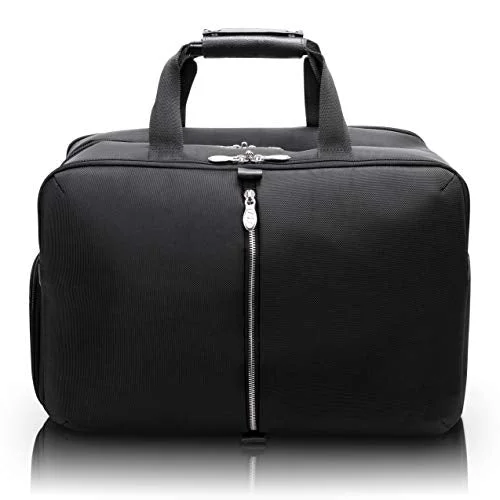 McKleinUSA Avondale, 1680D Ballistic Nylon with Leather Trim, 22" Nylon, Triple Compartment, Carry-All, Travel, Laptop Duffel, Black (78905)