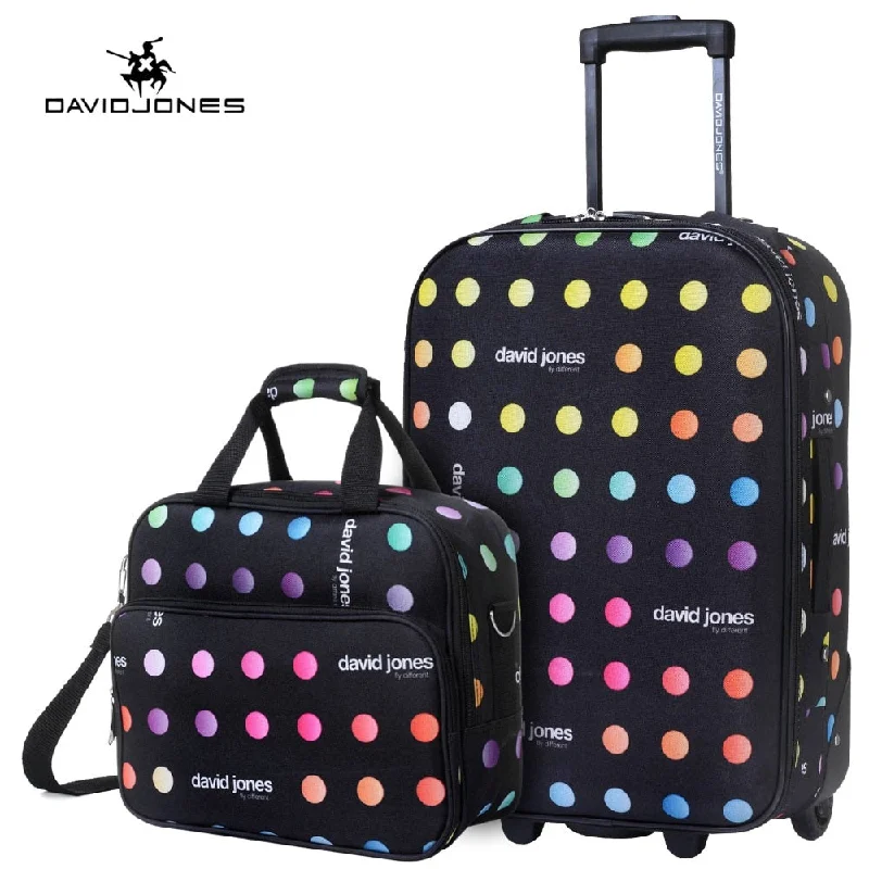 Davidjones Wheel Travel Suitcase Set Carry On Trolley Bag Fixed Cabin Large Luggage Bag Girl