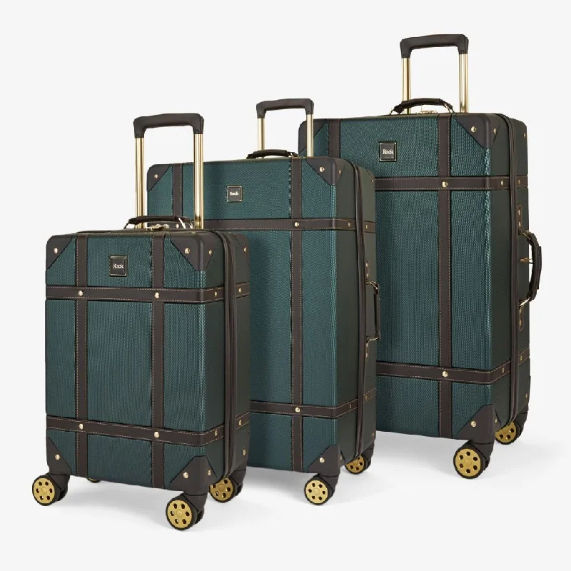 Rock Vintage 3 Piece Hardsided Luggage Set - Green