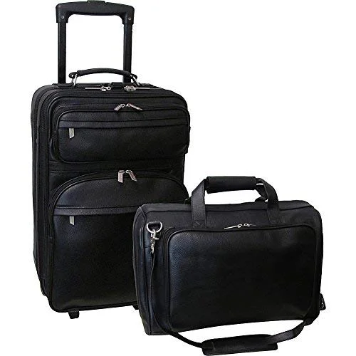 AmeriLeather Leather 2 Pc. Carry-On Set (Black)