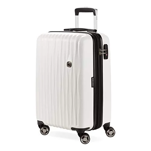 SwissGear 7272 Energie Hardside Expandable Luggage with Spinner Wheels, White, Carry-On 19-Inch