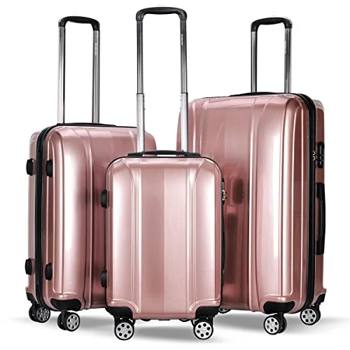 Durable 3 Piece Luggage Sets,BestComfort 8 Spinner Wheels Carry on Suitcase with Combination Lock